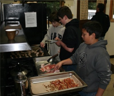 Cooking breakfast at Camp Ramblewood